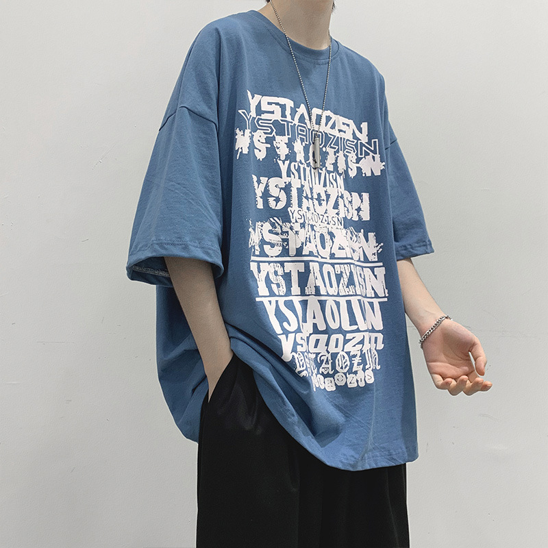 Ανδρική μαύρη κοντομάνικη μπλούζα σε στυλ streetwear, χαλαρή γραμμή, στρογγυλός λαιμός, καλοκαιρινή εκτύπωση με καρτούν και χιπ-χοπ