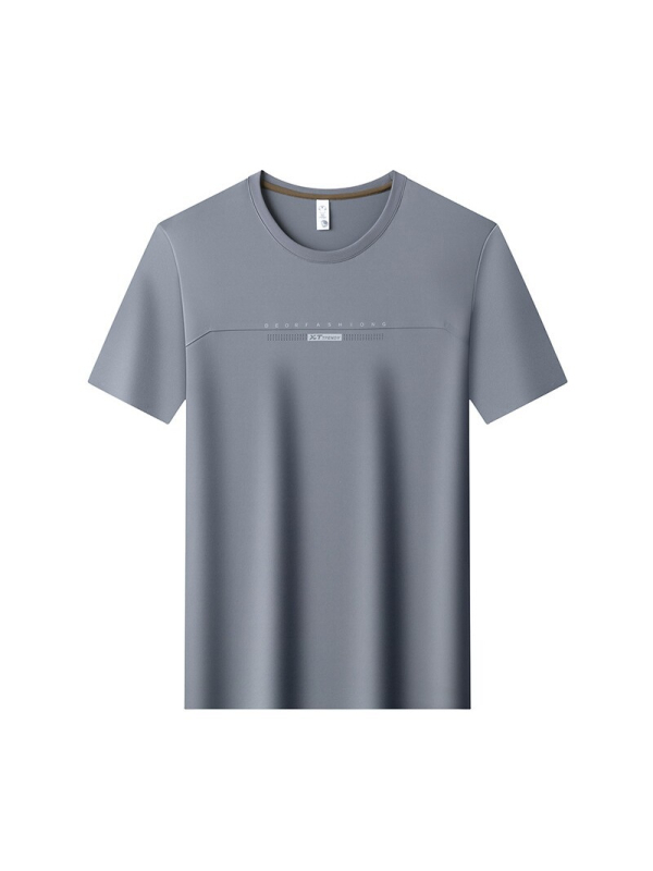 Αντρικό T-Shirt με κοντό μανίκι και στρογυλό λαιμόκοψη, ice silk, καλοκαίρι 2026, διαπνέουσα από νάιλον-σπαντέξ