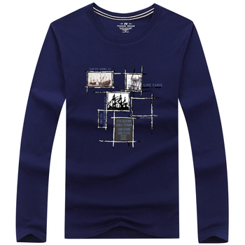 Ανδρικό μακρυμάνικο T‑shirt από βαμβάκι με εκτύπωση καρτούν, λαιμός crew neck, casual για άνοιξη και φθινόπωρο
