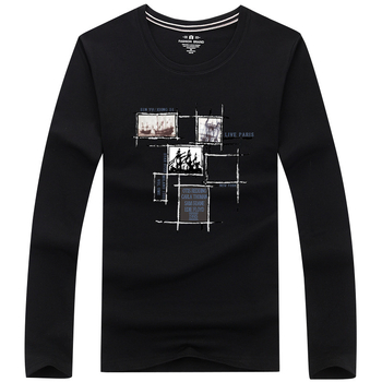 Ανδρικό μακρυμάνικο T‑shirt από βαμβάκι με εκτύπωση καρτούν, λαιμός crew neck, casual για άνοιξη και φθινόπωρο