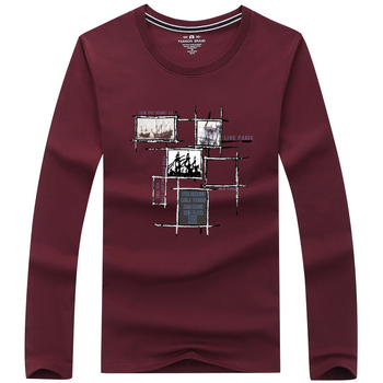Ανδρικό μακρυμάνικο T‑shirt από βαμβάκι με εκτύπωση καρτούν, λαιμός crew neck, casual για άνοιξη και φθινόπωρο