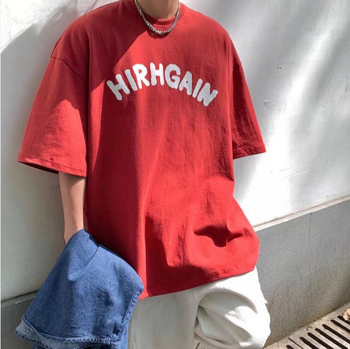 Αντρικό καθημερινό T‑shirt με κοντά μανίκια για το καλοκαίρι, εκτύπωση αστικού τοπίου, στρογγυλός λαιμός, μοντέρνο νεανικό στυλ
