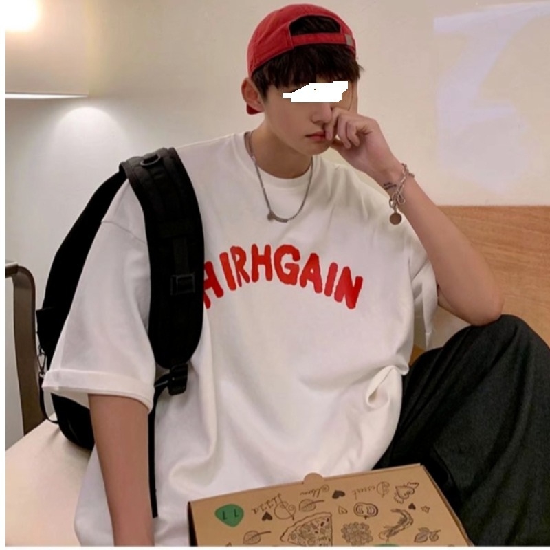 Αντρικό καθημερινό T‑shirt με κοντά μανίκια για το καλοκαίρι, εκτύπωση αστικού τοπίου, στρογγυλός λαιμός, μοντέρνο νεανικό στυλ