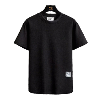 Ανδρικό T‑shirt Ice Silk με υφή βάφλ, κοντά μανίκια, χαλαρή γραμμή, μονόχρωμο, crew neck, για καλοκαίρι