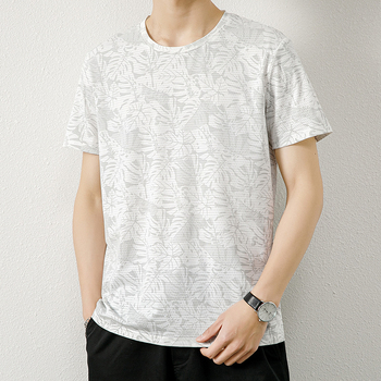 Ανδρικό κοντομάνικο T-shirt από Ice Silk, ελαφρύ και διαπνέον, με εκτύπωση mesh, γρήγορο στέγνωμα, για υπαίθριο τρέξιμο και γυμναστική