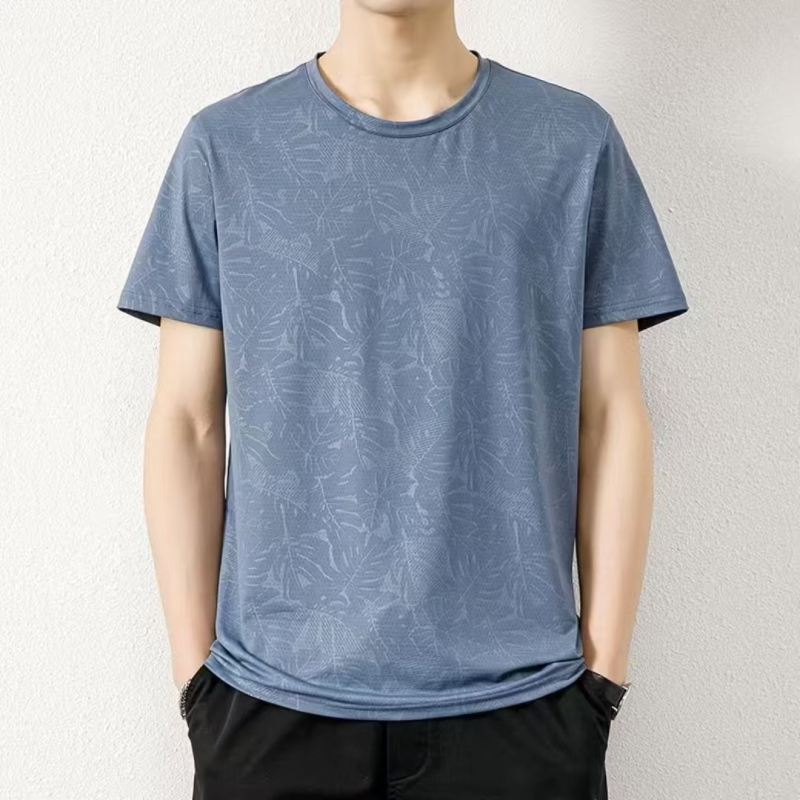 Ανδρικό κοντομάνικο T-shirt από Ice Silk, ελαφρύ και διαπνέον, με εκτύπωση mesh, γρήγορο στέγνωμα, για υπαίθριο τρέξιμο και γυμναστική