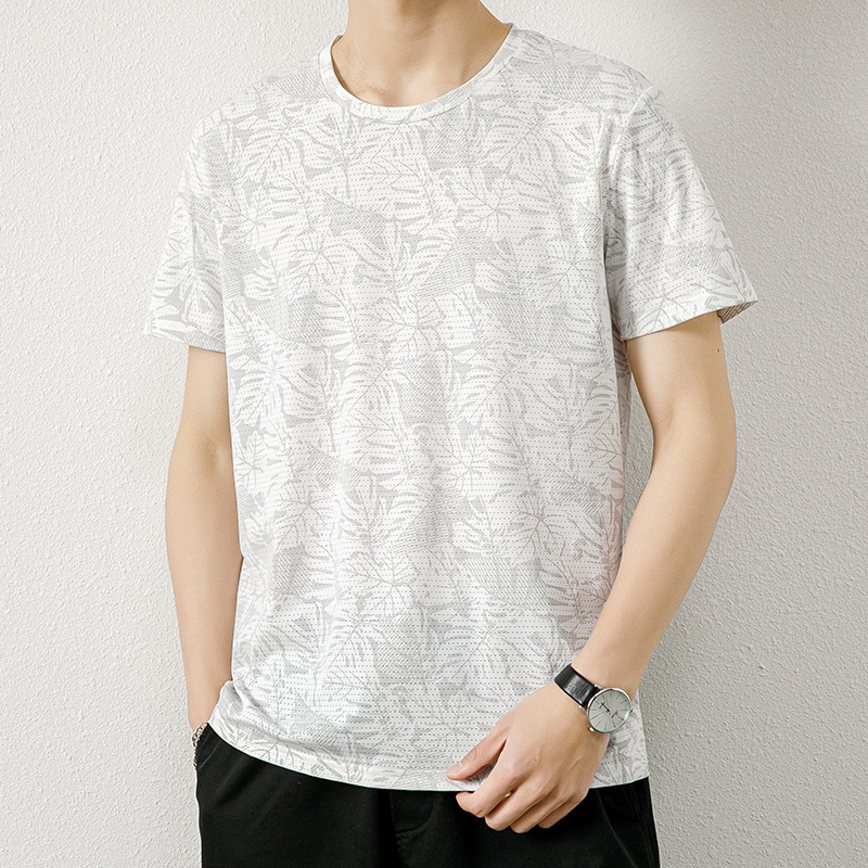 Ανδρικό κοντομάνικο T-shirt από Ice Silk, ελαφρύ και διαπνέον, με εκτύπωση mesh, γρήγορο στέγνωμα, για υπαίθριο τρέξιμο και γυμναστική
