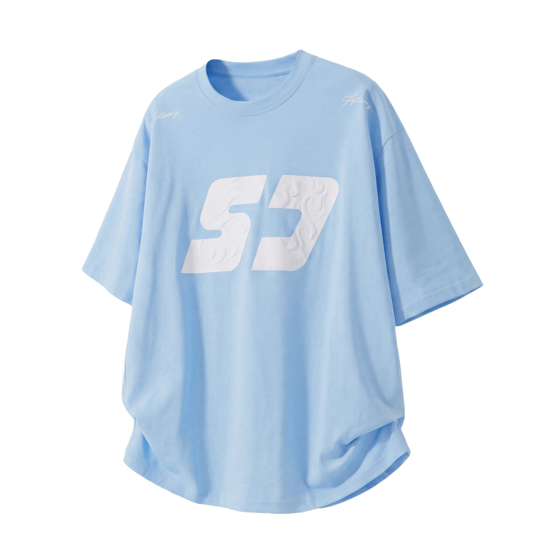 Ανδρικό κοντομάνικο βαμβακερό T-shirt με print color-block, φαρδιά γραμμή, καλοκαιρινό street style