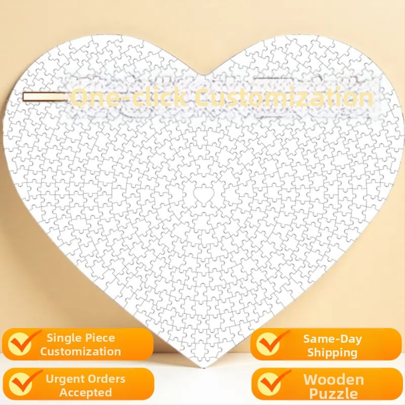 Puzzle din lemn, portret personalizat, set de 1000 și 500 de piese, ambalaj cu cutie color