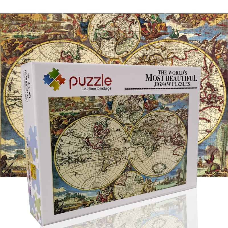 Puzzle din lemn, portret personalizat, set de 1000 și 500 de piese, ambalaj cu cutie color