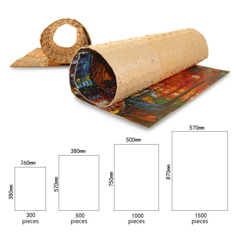 Puzzle din lemn, portret personalizat, set de 1000 și 500 de piese, ambalaj cu cutie color
