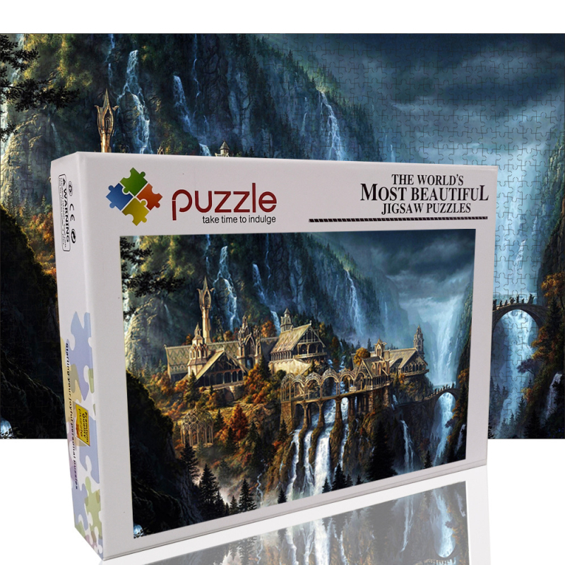 Puzzle din lemn, portret personalizat, set de 1000 și 500 de piese, ambalaj cu cutie color