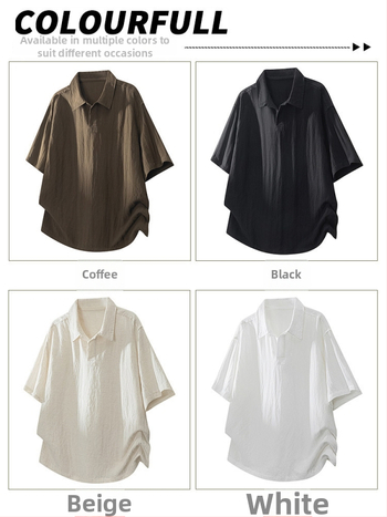 Ανδρικό polo από Lyocell και Ice Silk, κοντά μανίκια, καλοκαίρι, ελαφρύ, φαρδιά γραμμή, γρήγορο στέγνωμα