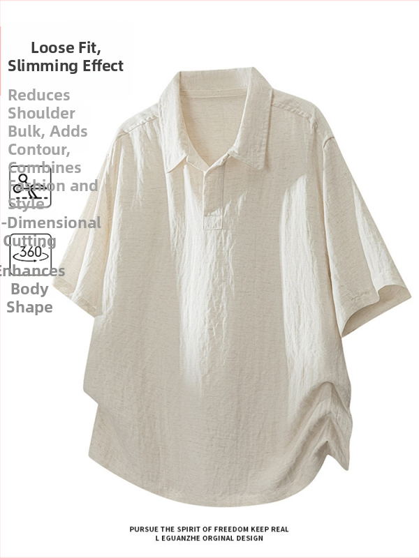 Ανδρικό polo από Lyocell και Ice Silk, κοντά μανίκια, καλοκαίρι, ελαφρύ, φαρδιά γραμμή, γρήγορο στέγνωμα