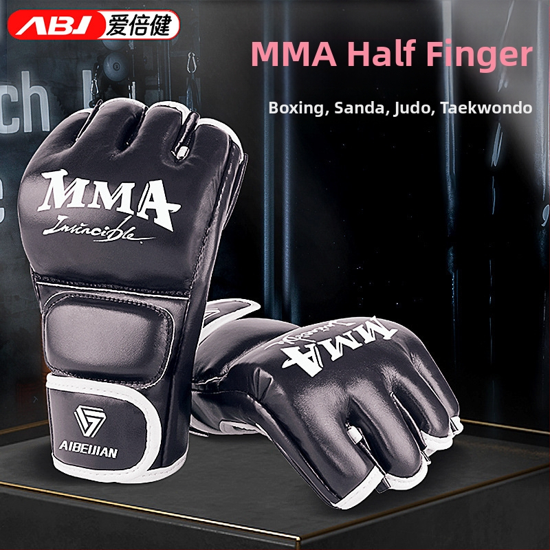 Boxerské rukavice MMA s polprstovým dizajnom, PU