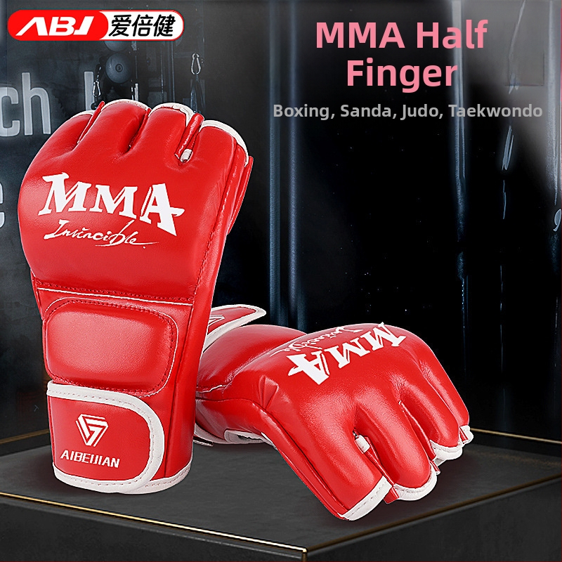 Boxerské rukavice MMA s polprstovým dizajnom, PU