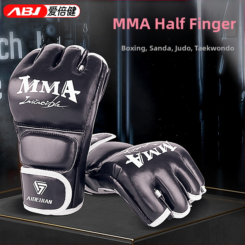 Boxerské rukavice MMA s polprstovým dizajnom, PU