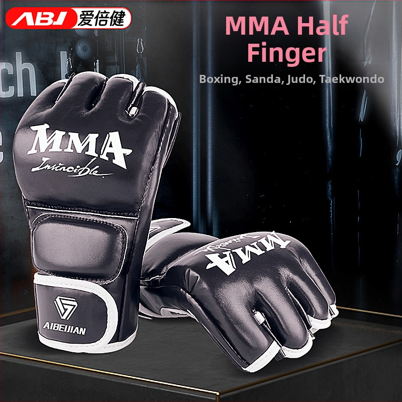 Boxerské rukavice MMA s polprstovým dizajnom, PU