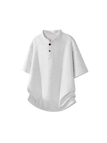 Αντρικό T‑shirt με Henley γιακά, καλοκαιρινό polo σε αμερικανικό street style, κοντά μανίκια