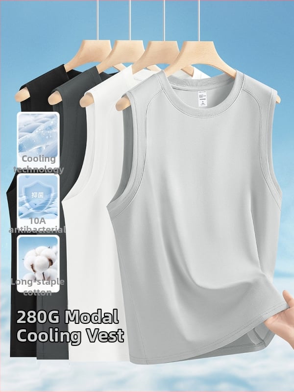 Мъжки безръкавник от Modal 280 g с охлаждащ Ice Silk ефект, лято 2026 – свободна кройка