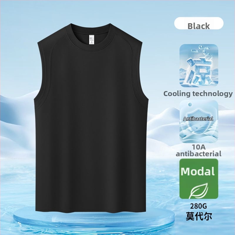 Мъжки безръкавник от Modal 280 g с охлаждащ Ice Silk ефект, лято 2026 – свободна кройка