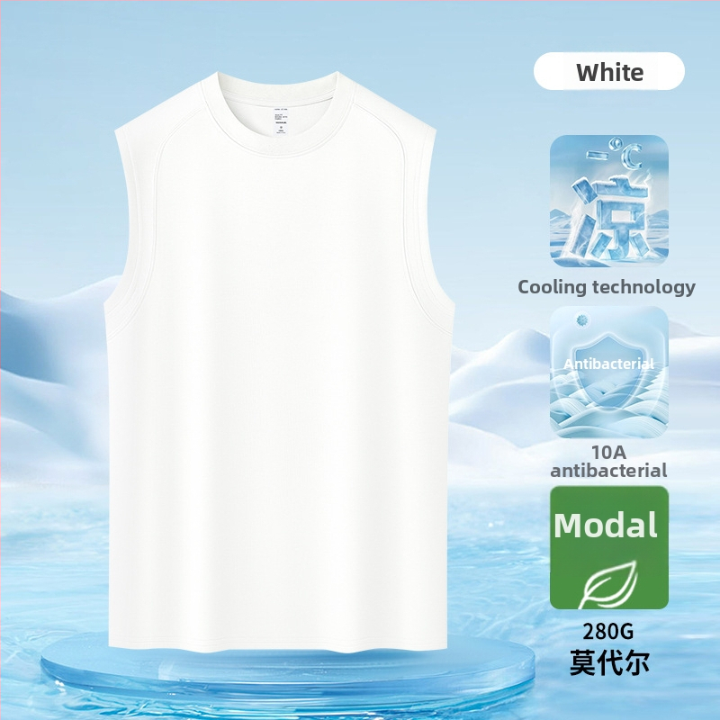 Мъжки безръкавник от Modal 280 g с охлаждащ Ice Silk ефект, лято 2026 – свободна кройка