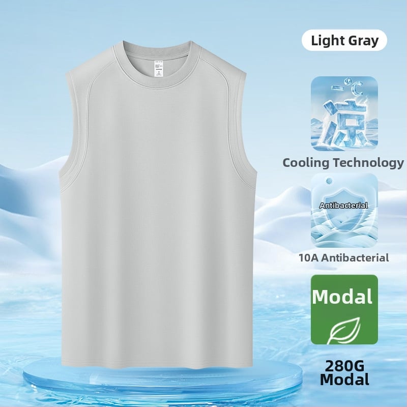 Мъжки безръкавник от Modal 280 g с охлаждащ Ice Silk ефект, лято 2026 – свободна кройка