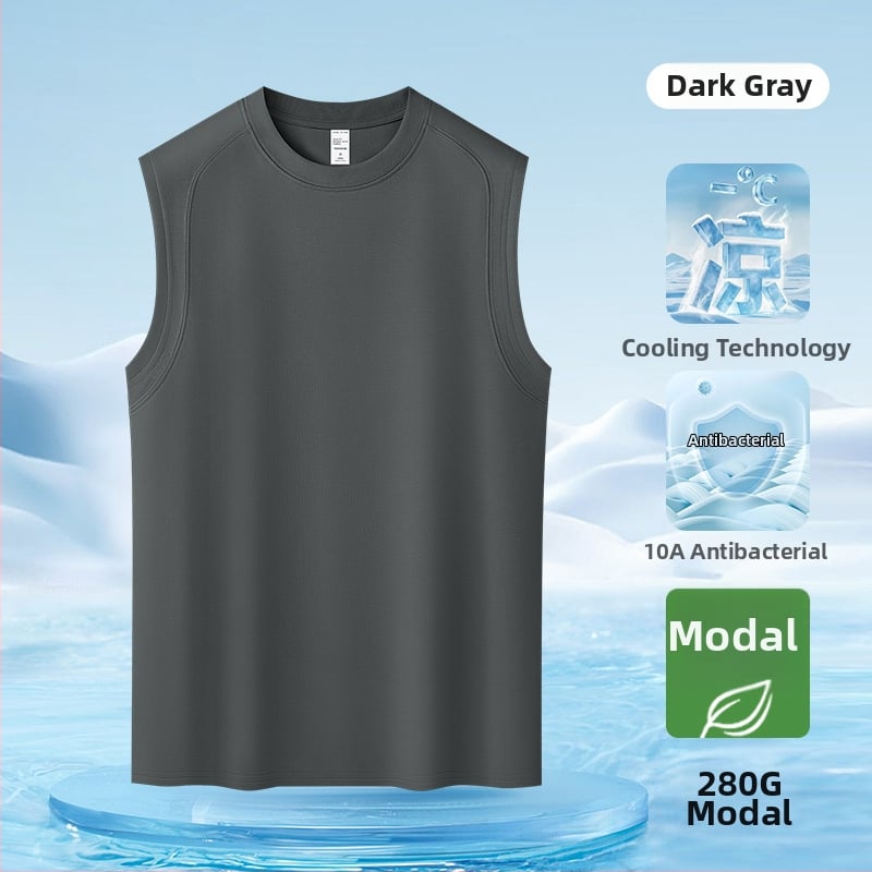 Мъжки безръкавник от Modal 280 g с охлаждащ Ice Silk ефект, лято 2026 – свободна кройка