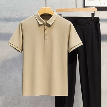 Αντρική πόλο μπλούζα σε ιαπωνικό ρετρό στυλ, καλοκαίρι 2025, casual, κοντομάνικη.