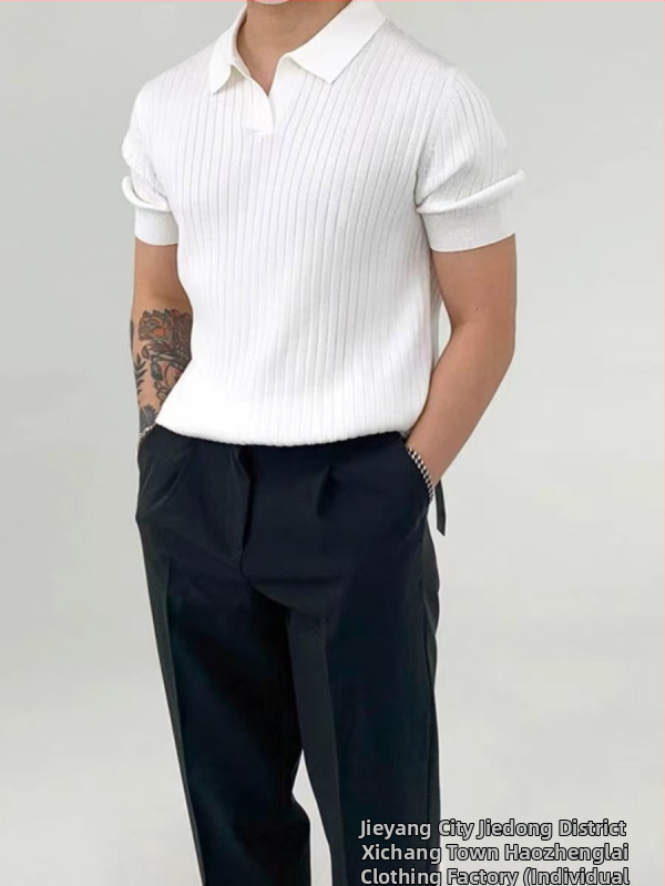 Pánske polo tričko s krátkym rukávom v bielej farbe, Harajuku japonský štýl, slim fit, letný ležérny top
