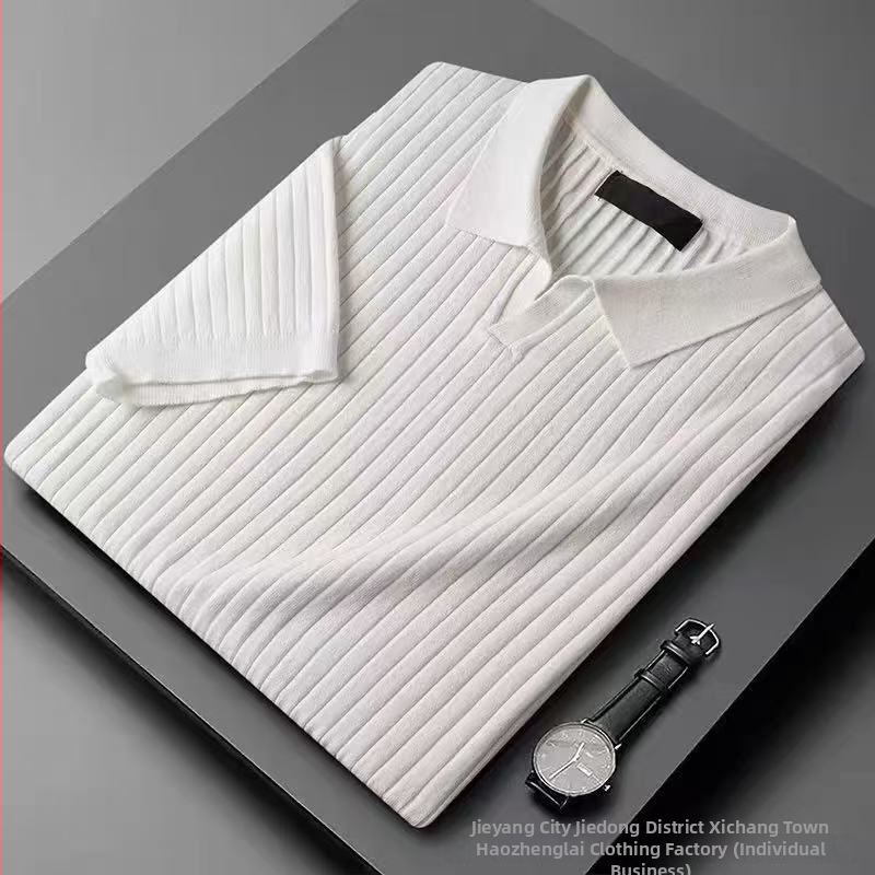 Pánske polo tričko s krátkym rukávom v bielej farbe, Harajuku japonský štýl, slim fit, letný ležérny top