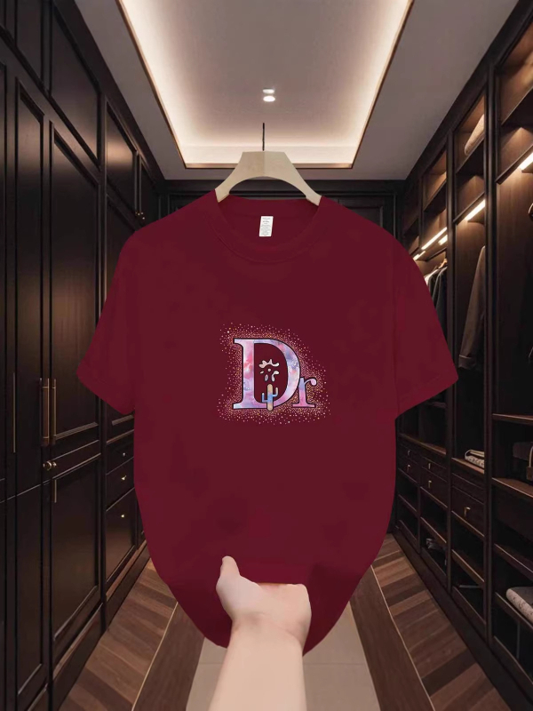 Ανδρικό T‑shirt από βαμβάκι υψηλής ποιότητας, αμερικάνικου στυλ, με γεωμετρικό print, κοντό μανίκι, στρογγυλός λαιμός, καλοκαιρινή καθημερινή χρήση