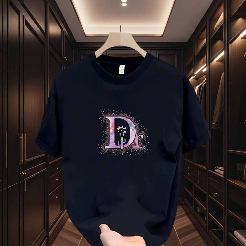 Ανδρικό T‑shirt από βαμβάκι υψηλής ποιότητας, αμερικάνικου στυλ, με γεωμετρικό print, κοντό μανίκι, στρογγυλός λαιμός, καλοκαιρινή καθημερινή χρήση