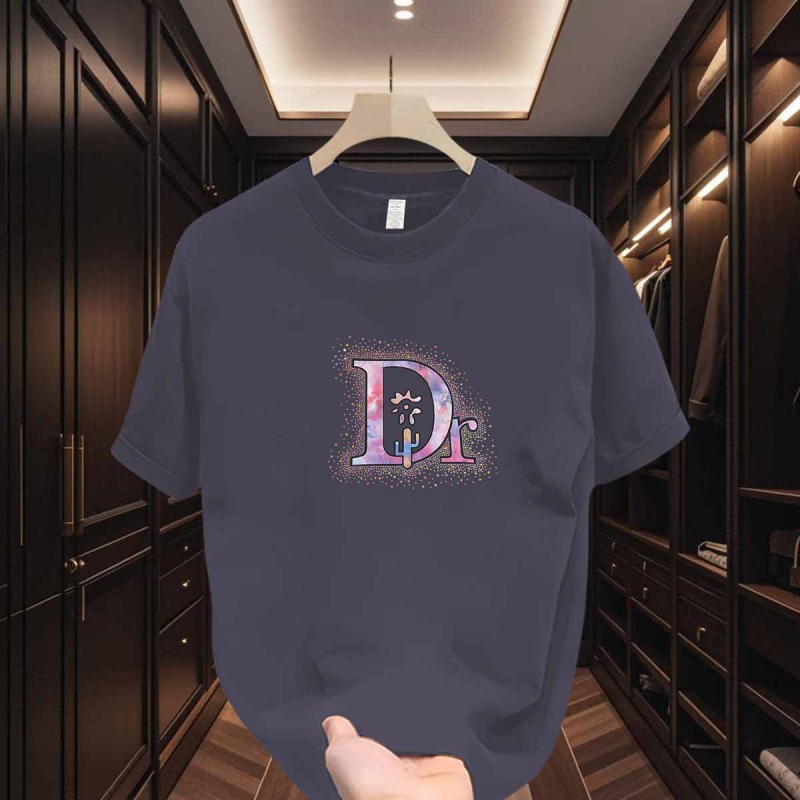 Ανδρικό T‑shirt από βαμβάκι υψηλής ποιότητας, αμερικάνικου στυλ, με γεωμετρικό print, κοντό μανίκι, στρογγυλός λαιμός, καλοκαιρινή καθημερινή χρήση