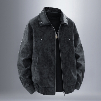 Ανδρικό PU δερμάτινο μπουφάν μοτοσικλέτας, casual streetwear, vintage έμπνευση, κορεατικό στυλ