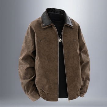 Ανδρικό PU δερμάτινο μπουφάν μοτοσικλέτας, casual streetwear, vintage έμπνευση, κορεατικό στυλ