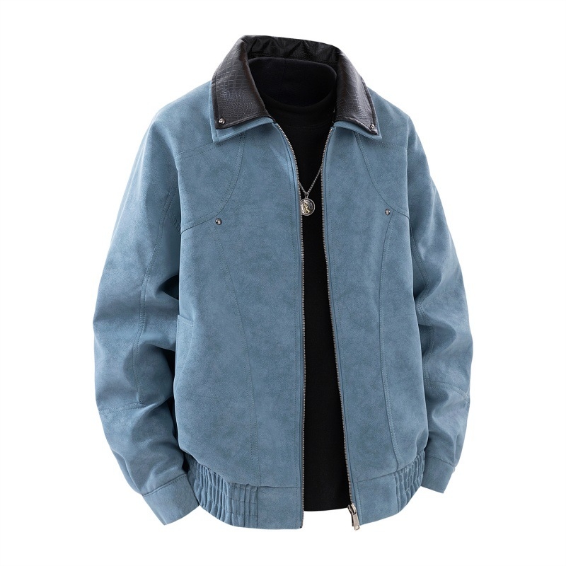 Ανδρικό PU δερμάτινο μπουφάν μοτοσικλέτας, casual streetwear, vintage έμπνευση, κορεατικό στυλ
