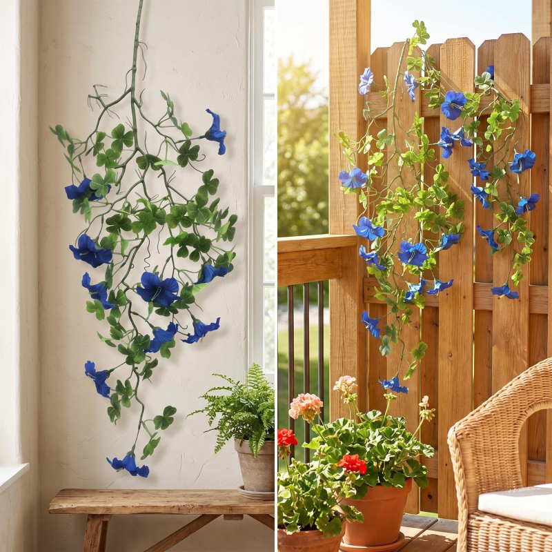 Τεχνητά άνθη Morning Glory – κρεμαστή αμπέλι για διακόσμηση σαλονιού και μπαλκονιού