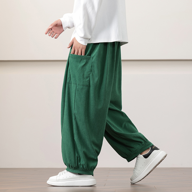 Ανδρικά παντελόνια corduroy casual, φθινοπωρινά-χειμωνιάτικα, χαλαρή ευρεία σιλουέτα