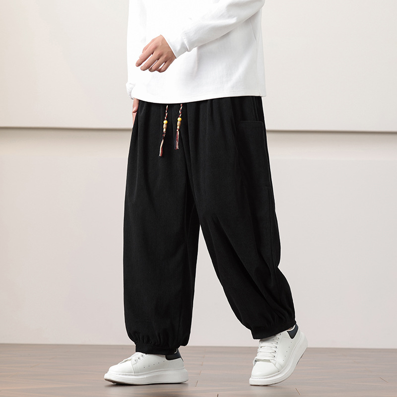 Ανδρικά παντελόνια corduroy casual, φθινοπωρινά-χειμωνιάτικα, χαλαρή ευρεία σιλουέτα