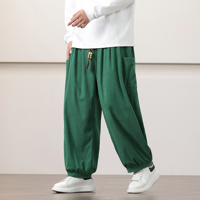 Ανδρικά παντελόνια corduroy casual, φθινοπωρινά-χειμωνιάτικα, χαλαρή ευρεία σιλουέτα