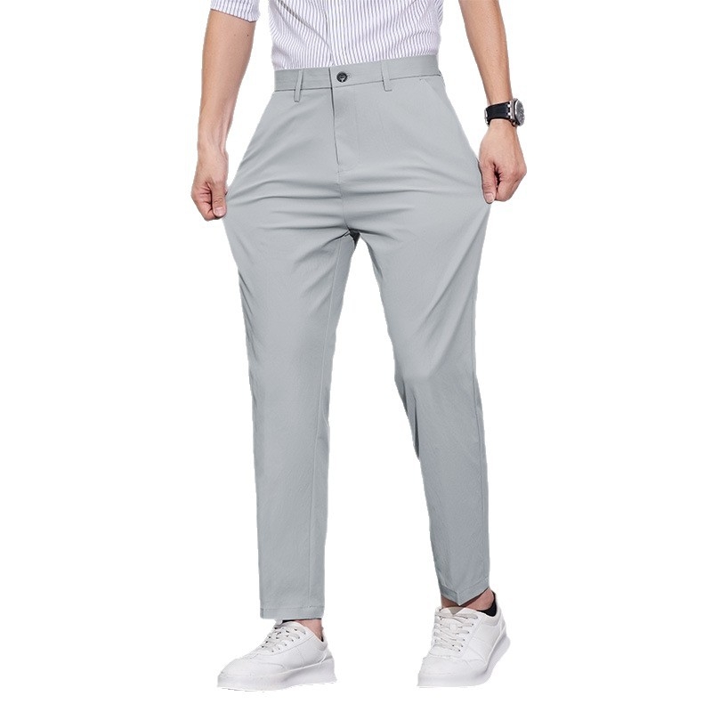 Ανδρικά παντελόνια 2026 άνοιξη-καλοκαίρι, slim ίσια cropped, μικρό μέγεθος, drapey, χωρίς τσαλάκωμα