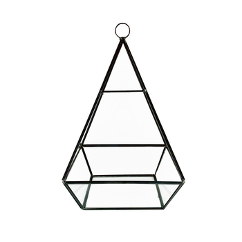 Geometriai fekete üveg váza üvegbúrával