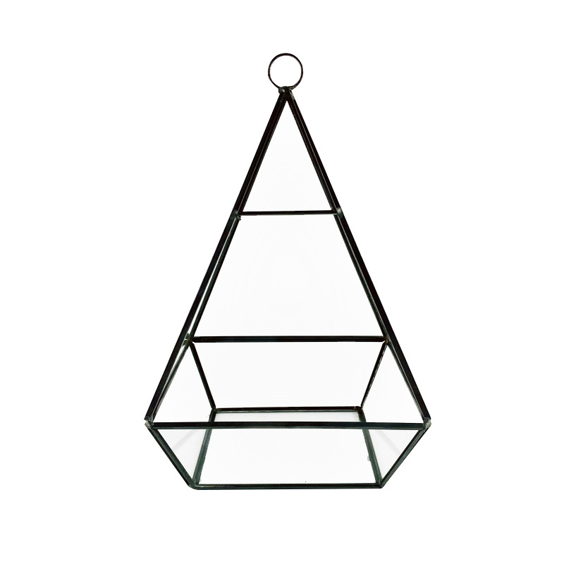 Geometriai fekete üveg váza üvegbúrával