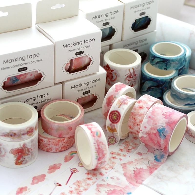 Ταινία Washi για planner, σετ 3 ρολά, girly DIY διακόσμηση ημερολογίου