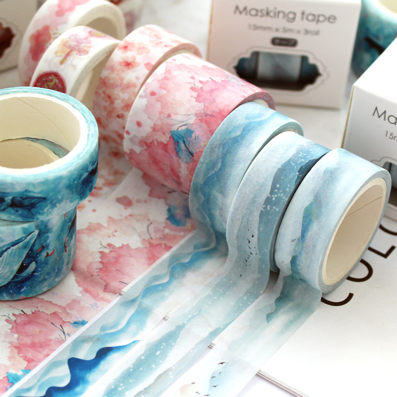 Ταινία Washi για planner, σετ 3 ρολά, girly DIY διακόσμηση ημερολογίου