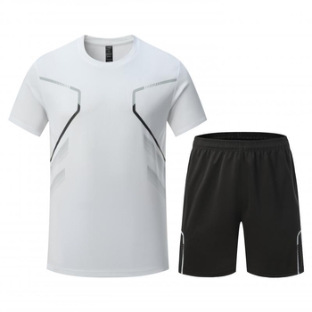 Set sportiv masculin de vară pentru fotbal și fitness: trening cu mâneci scurte, respirabil, din material Ice Silk, uscare rapidă, pentru alergare