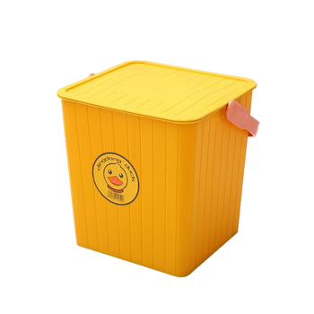 Găleată pătrată din plastic cu capac, design rață galbenă — șezut și recipient de depozitare pentru camping și pescuit