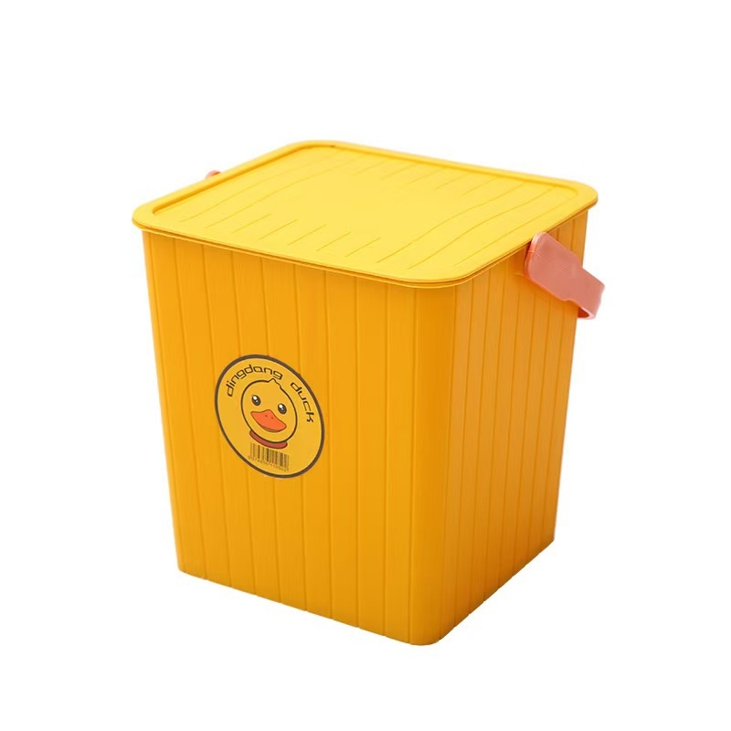 Găleată pătrată din plastic cu capac, design rață galbenă — șezut și recipient de depozitare pentru camping și pescuit
