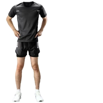 Set sportiv de vară pentru bărbați, uscare rapidă: tricou cu mâneci scurte și șorturi pentru alergare, fitness și baschet